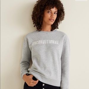 MANGO NWOT grey fleece lined sweatshirt